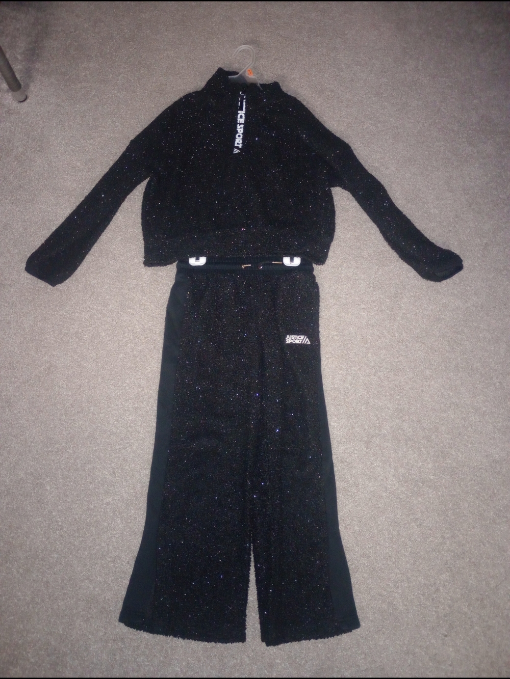 Black Sparkle Wide-Leg Jogger Set